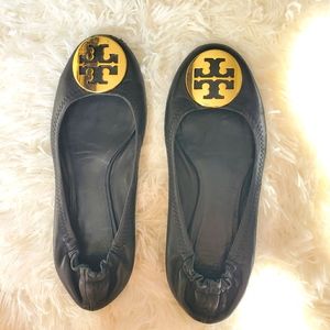 USED Tory Burch Ballet Flats gold hardware sz 6